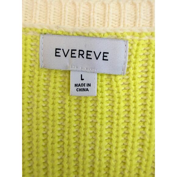 Evereve Riana Striped Yellow And White V Neck Knit Long Sleeve Sweater - Picture 3 of 6